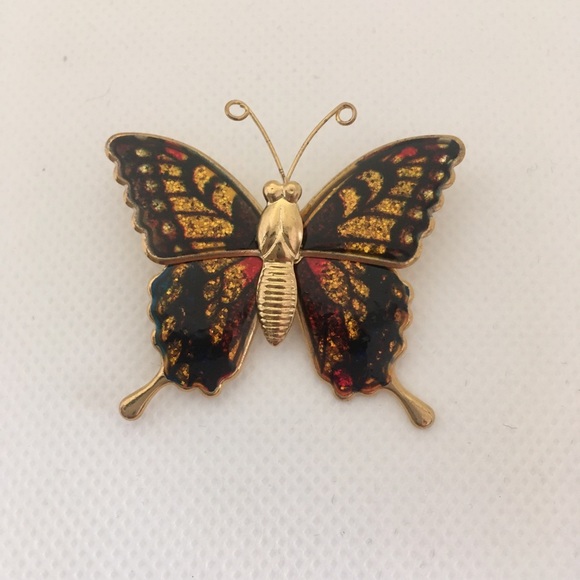 Vintage Jewelry - Glitter rare butterfly brooch